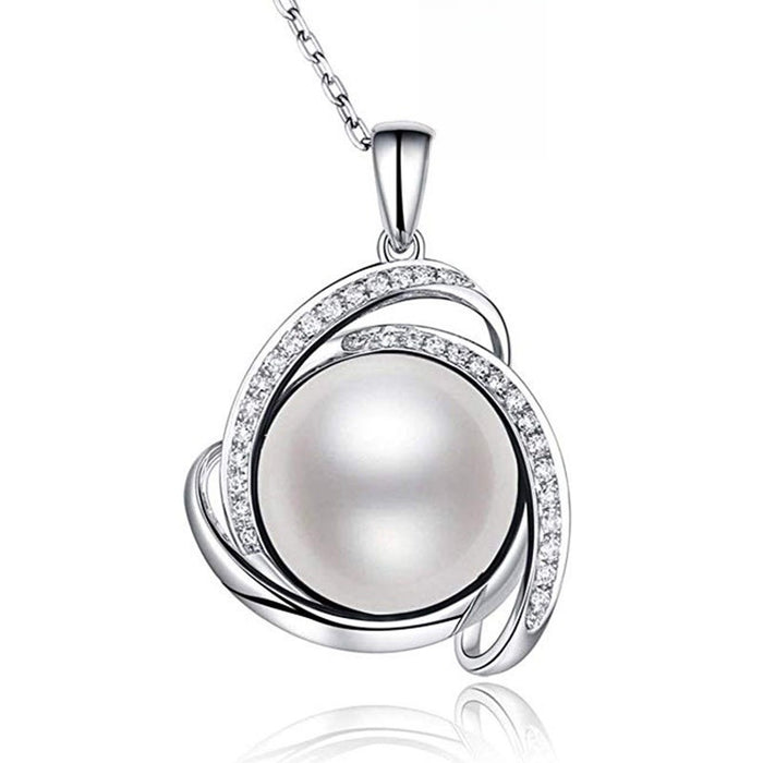 Simple Faux Pearl Flower Necklace For Women, Fashion Zircon Jewelry Accessory