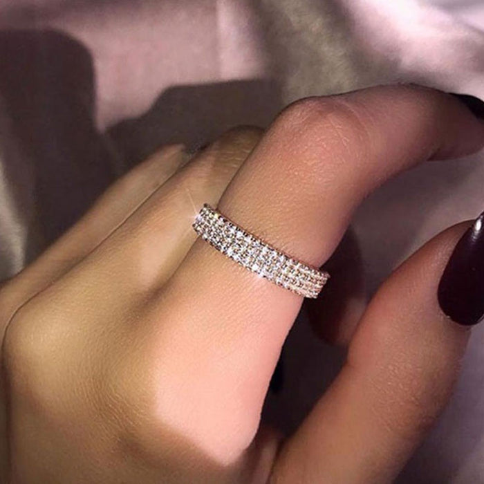 Fresh Forest Style Full Rhinestone Index Finger Ring For Women Simple Fashion Jewelry