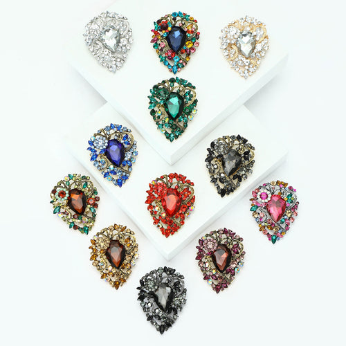 Alloy Rhinestone Glass Brooch Pin For Elegant Women's Apparel