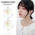 Vintage Gold Foil Transparent Acrylic Disc Wavy Alloy Large Round Hoop Fashion Stud Earrings view 1