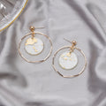 Vintage Gold Foil Transparent Acrylic Disc Wavy Alloy Large Round Hoop Fashion Stud Earrings view 3