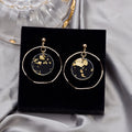 Vintage Gold Foil Transparent Acrylic Disc Wavy Alloy Large Round Hoop Fashion Stud Earrings view 2