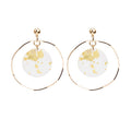 Vintage Gold Foil Transparent Acrylic Disc Wavy Alloy Large Round Hoop Fashion Stud Earrings view 5
