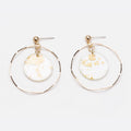 Vintage Gold Foil Transparent Acrylic Disc Wavy Alloy Large Round Hoop Fashion Stud Earrings view 4