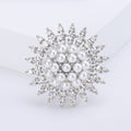 Alloy Pearl Rhinestone Sunflower Brooch Pin For Fashion Clothing Accessories view 2