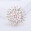 Alloy Pearl Rhinestone Sunflower Brooch Pin For Fashion Clothing Accessories view 3