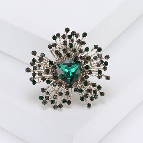 Alloy Crystal Glass Geometric Brooch Pin For Fashion Apparel Decor