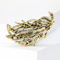 Alloy Rhinestone Feather Brooch Pin For Garment Decoration view 3