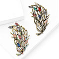 Alloy Rhinestone Feather Brooch Pin For Garment Decoration view 2