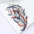 Alloy Enamel Feather Brooch Pin With Rhinestone Hollow Design view 3