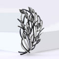 Alloy Enamel Feather Brooch Pin With Rhinestone Hollow Design view 2