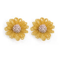 Elegant Woolen Woven Daisy Flower Alloy Studs, Colorful Plush Winter Forest Style Earrings view 5
