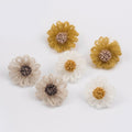 Elegant Woolen Woven Daisy Flower Alloy Studs, Colorful Plush Winter Forest Style Earrings view 4