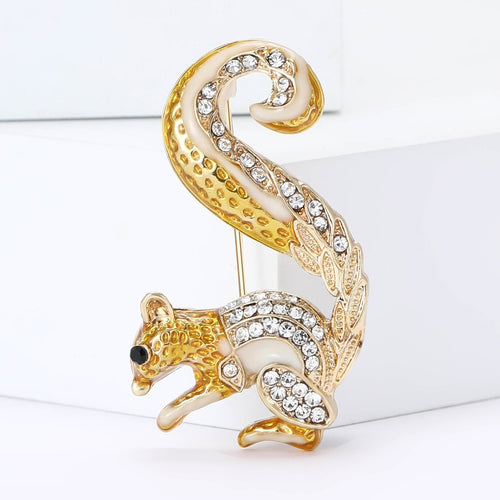 Alloy Rhinestone Squirrel Brooch Pin For Suits And Cardigans