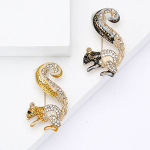 Alloy Rhinestone Squirrel Brooch Pin For Suits And Cardigans