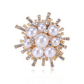 Metal Alloy Rhinestone Pearl Sunflower Brooch Pin For Apparel Decoration view 1