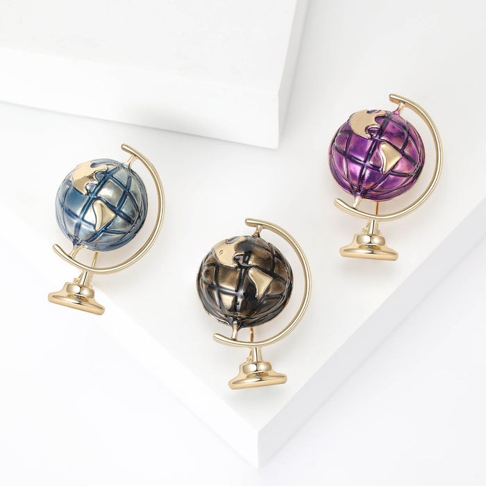 Alloy Enamel Globe Brooch Pin For Versatile Clothing Decoration