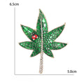 Handmade Alloy Rhinestone Leaf Brooch With Enamel For Clothing Decor view 5