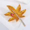 Handmade Alloy Rhinestone Leaf Brooch With Enamel For Clothing Decor view 4