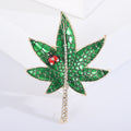 Handmade Alloy Rhinestone Leaf Brooch With Enamel For Clothing Decor view 1