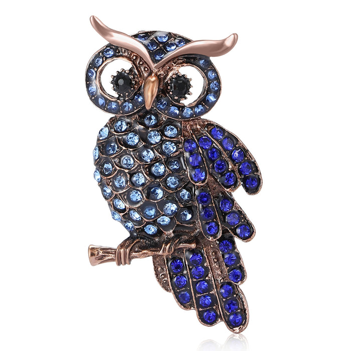 Alloy Rhinestone Owl Brooch For Unisex Clothing Decoration