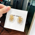 Alloy Silver Needle Firework Zircon Quadrilateral Stud Earrings For Women Fashion OL Style view 1