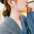 Alloy Silver Needle Firework Zircon Quadrilateral Stud Earrings For Women Fashion OL Style view 3