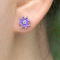 Simple Hexagram Star Copper Stud Earrings For Women With Resin Drip Korean Fashion Star Jewelry view 6