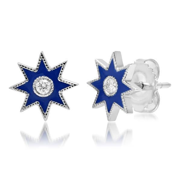 Simple Hexagram Star Copper Stud Earrings For Women With Resin Drip Korean Fashion Star Jewelry