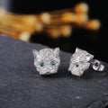 Full Zircon Leopard Head Stud Earrings For Women Trendy Street Style Fashion Jewelry view 2