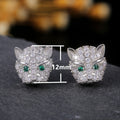 Full Zircon Leopard Head Stud Earrings For Women Trendy Street Style Fashion Jewelry view 5