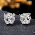 Full Zircon Leopard Head Stud Earrings For Women Trendy Street Style Fashion Jewelry view 1