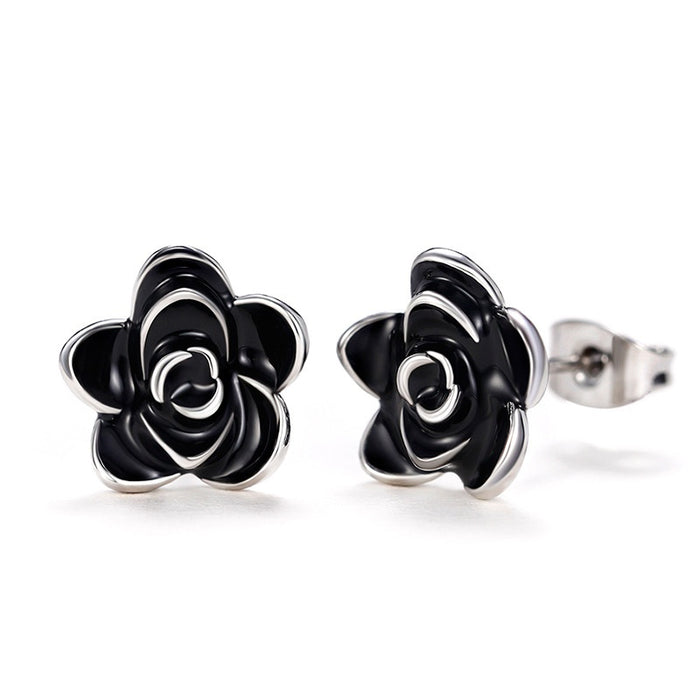 Sweet Korean Japanese Style Camellia Flower Stud Earrings For Women Student Fashion Jewelry