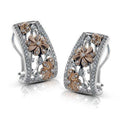 Fashion Two Tone Hollow Floral Cubic Zirconia Stud Earrings For Women, Classic Flower Earrings view 1