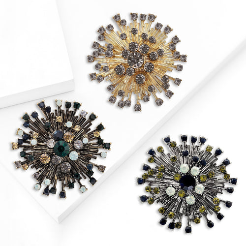 Metal Alloy Rhinestone Firework Brooch Pin For Suit And Coat Decor