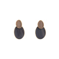 Elegant French Vintage Morandi Blue Enamel Irregular Oval Alloy Drop Stud Statement Earrings view 5