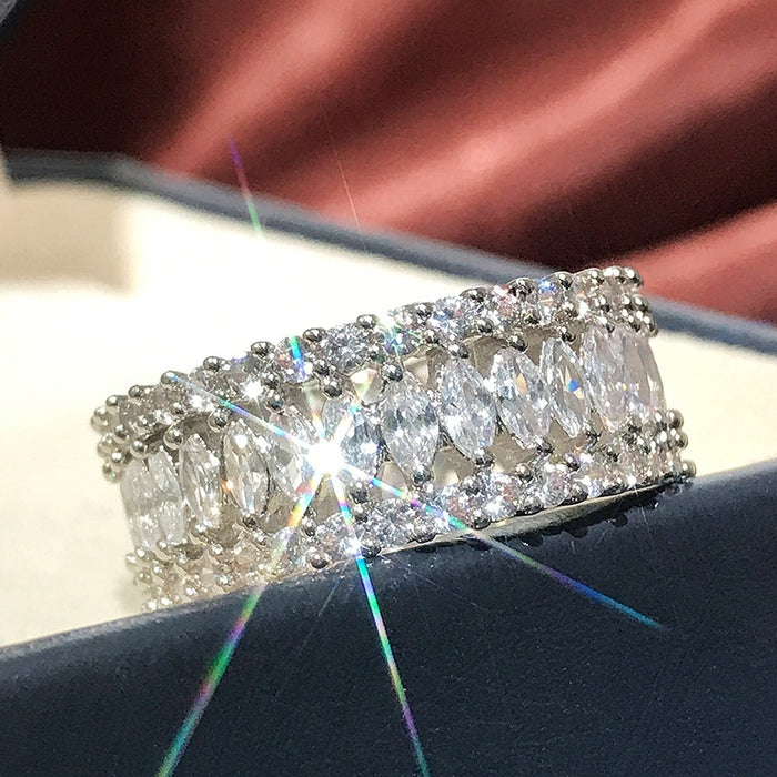 Fashion Full Circle Irregular Zircon Band Ring, Versatile Export Jewelry Accessories