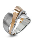 Simple Micro Pave Rose Gold Two Tone Bowknot Cross Cubic Zirconia Ring Fashion Jewelry view 6