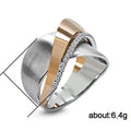 Simple Micro Pave Rose Gold Two Tone Bowknot Cross Cubic Zirconia Ring Fashion Jewelry view 5