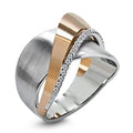 Simple Micro Pave Rose Gold Two Tone Bowknot Cross Cubic Zirconia Ring Fashion Jewelry view 1