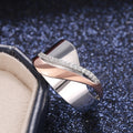 Simple Micro Pave Rose Gold Two Tone Bowknot Cross Cubic Zirconia Ring Fashion Jewelry view 4