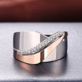 Simple Micro Pave Rose Gold Two Tone Bowknot Cross Cubic Zirconia Ring Fashion Jewelry view 3