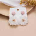 Korean Knitted Yarn Daisy Flower Alloy Stud Drops, Colorful Woolen Handmade Statement Earrings view 4