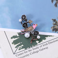 Alloy Rhinestone Pearl Bird Branch Brooch For Clothing Decoration view 4