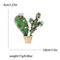 Alloy Rhinestone Cactus Brooch For Sweater And Apparel Decoration view 5