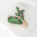 Alloy Rhinestone Cactus Brooch For Sweater And Apparel Decoration view 3