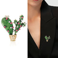 Alloy Rhinestone Cactus Brooch For Sweater And Apparel Decoration view 2