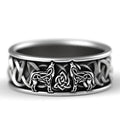 Nordic Mythology Fenrir Giant Wolf Defensive Totem Amulet Hip Hop Pirate Wolf Ring Jewelry view 1