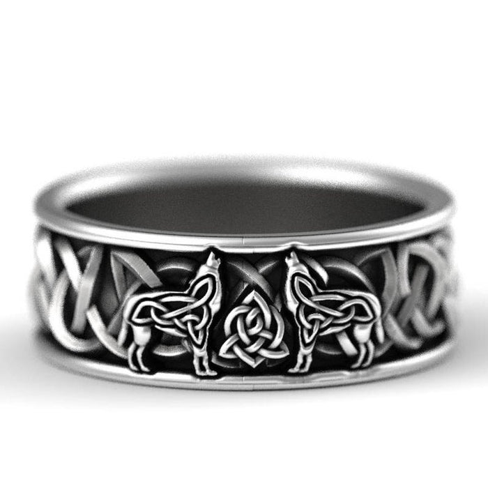 Nordic Mythology Fenrir Giant Wolf Defensive Totem Amulet Hip Hop Pirate Wolf Ring Jewelry