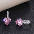 Trendy Multicolor Cubic Zirconia Heart Crystal Earrings For Women, Elegant Sweetheart Jewelry view 3